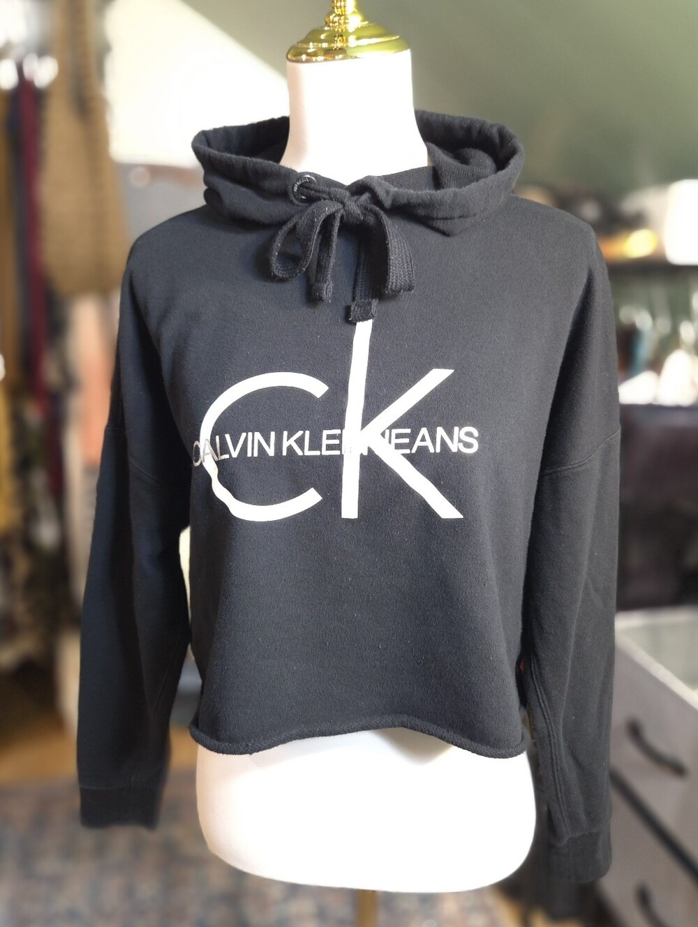 Calvlin Klein Jeans Cropped Black Hoodie Size Small